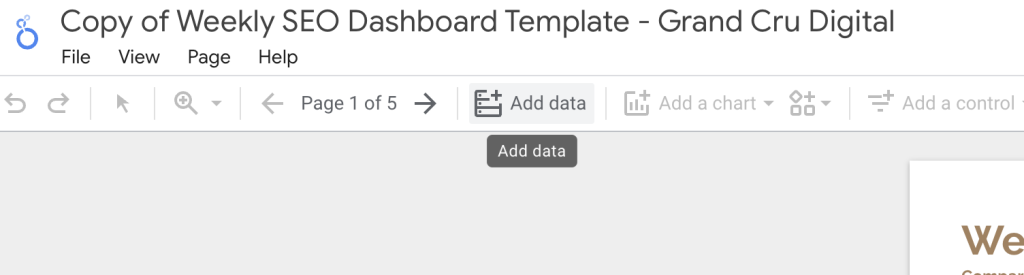 Add data to Looker Studio SEO Dashboard template