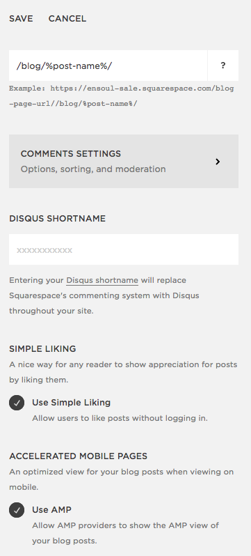 Adjust Blogging Settings in Squarespace for SEO