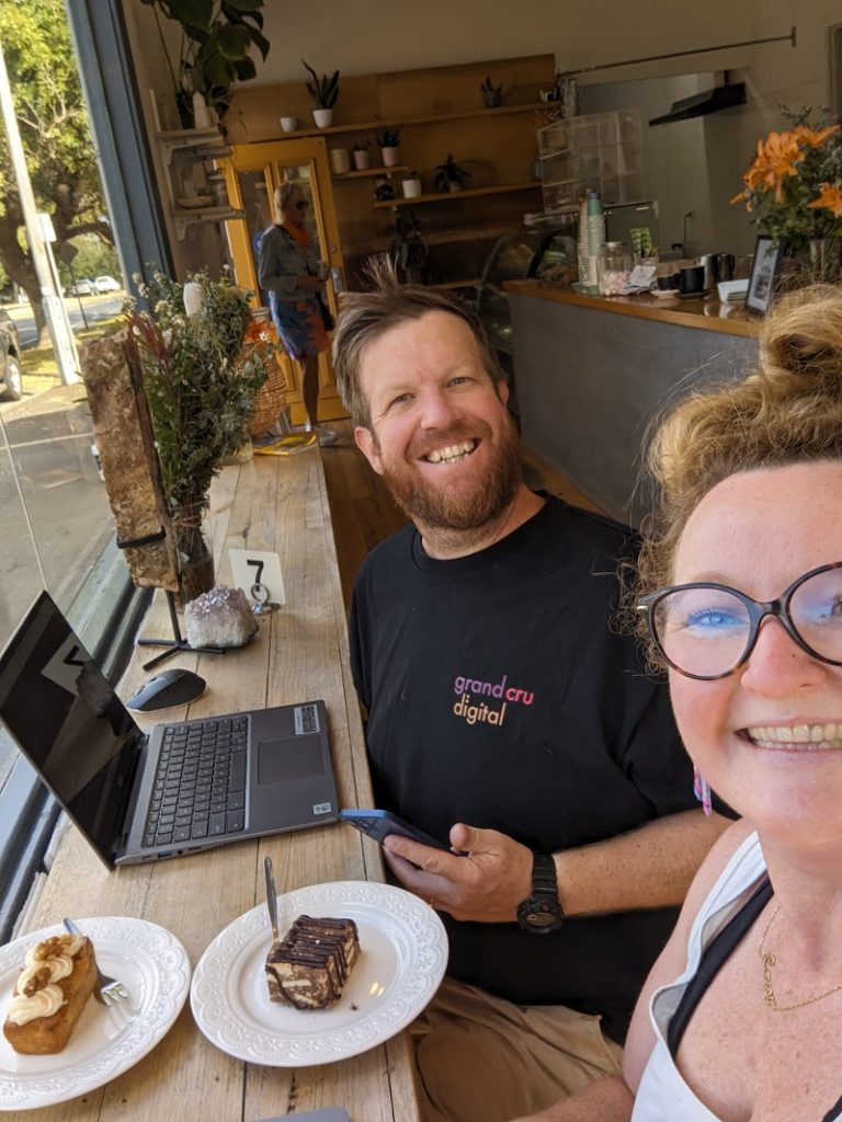 Casey-and-Morgan-having-coffee-and-cakes-at-Orchid-Co-Coffee-Shop