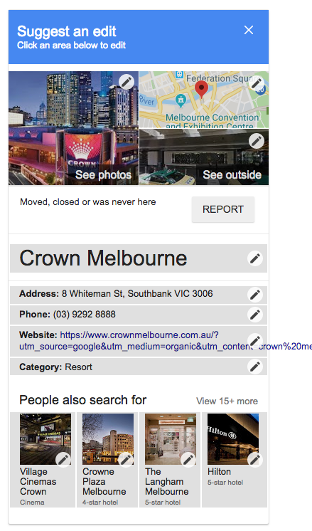 Crown Melbourne - Google My Business Listing