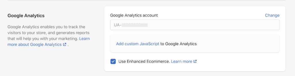 Enable Google Analytics ecommerce tracking in Shopify