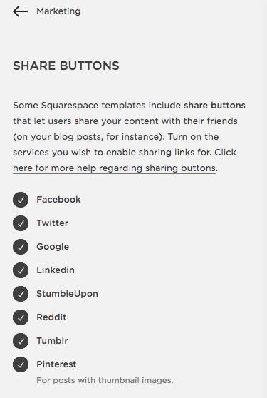 Enable Squarespace Share Buttons for SEO