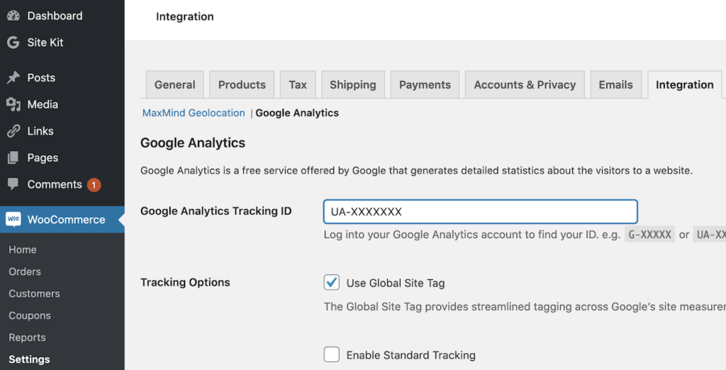 Google Analytics Woocommerce Integration