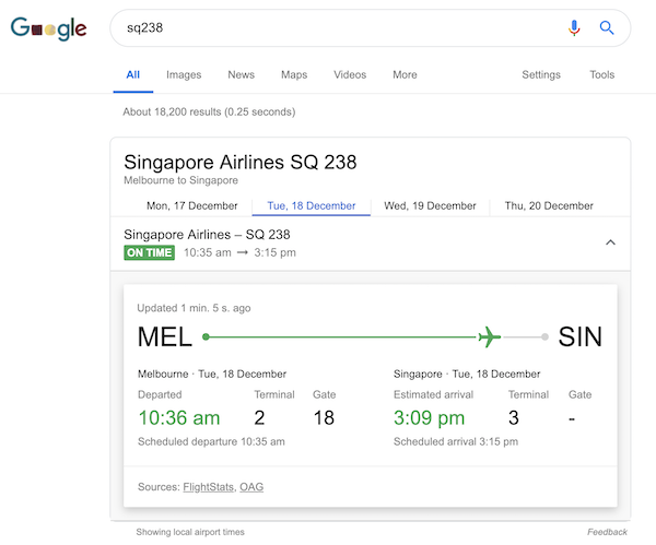 Google Flight Status
