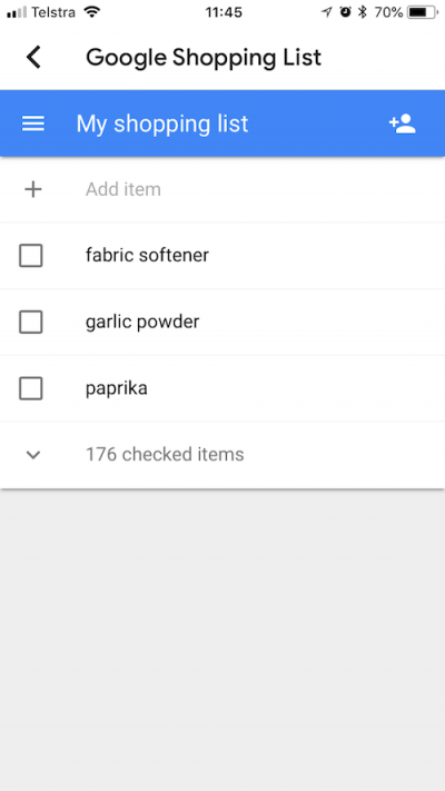 Google Home App - My Shopping List
