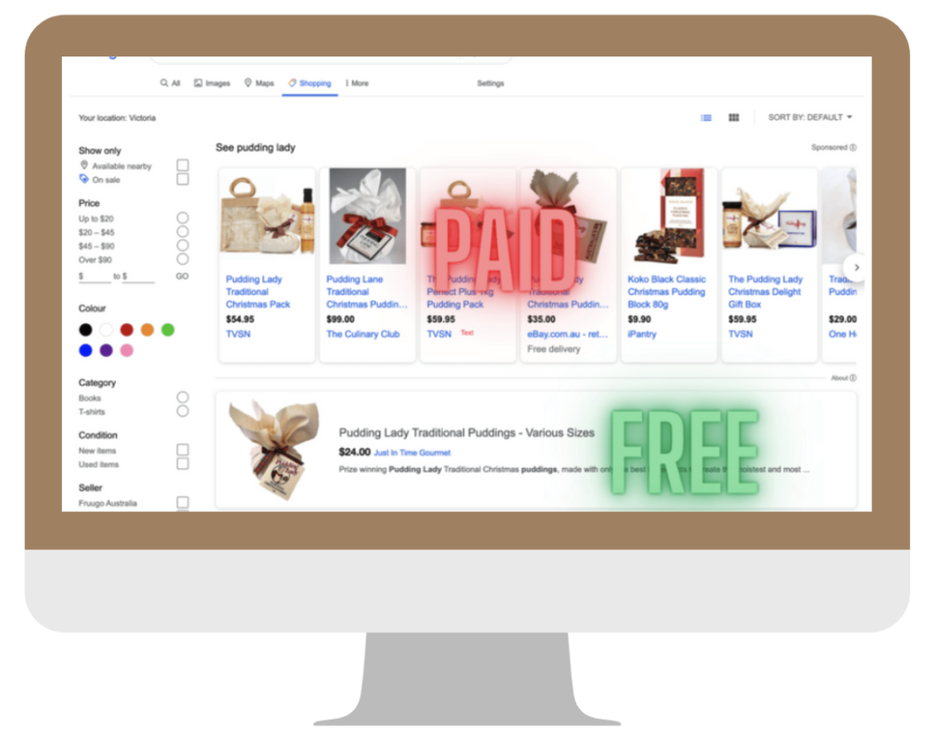 Google Shopping paid vs free shopping listings