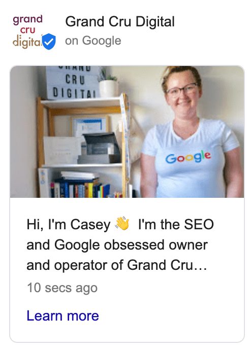 Grand Cru Digital Google My Business Post