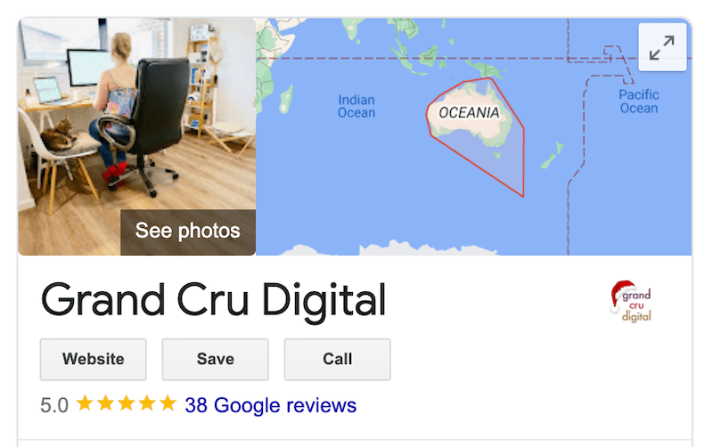 Grand Cru Digital - Google My Business Profile for Christmas