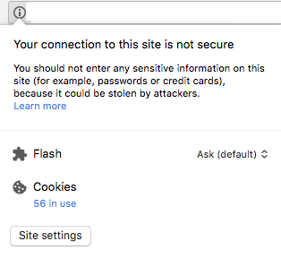 Not Secure Website Warning Message